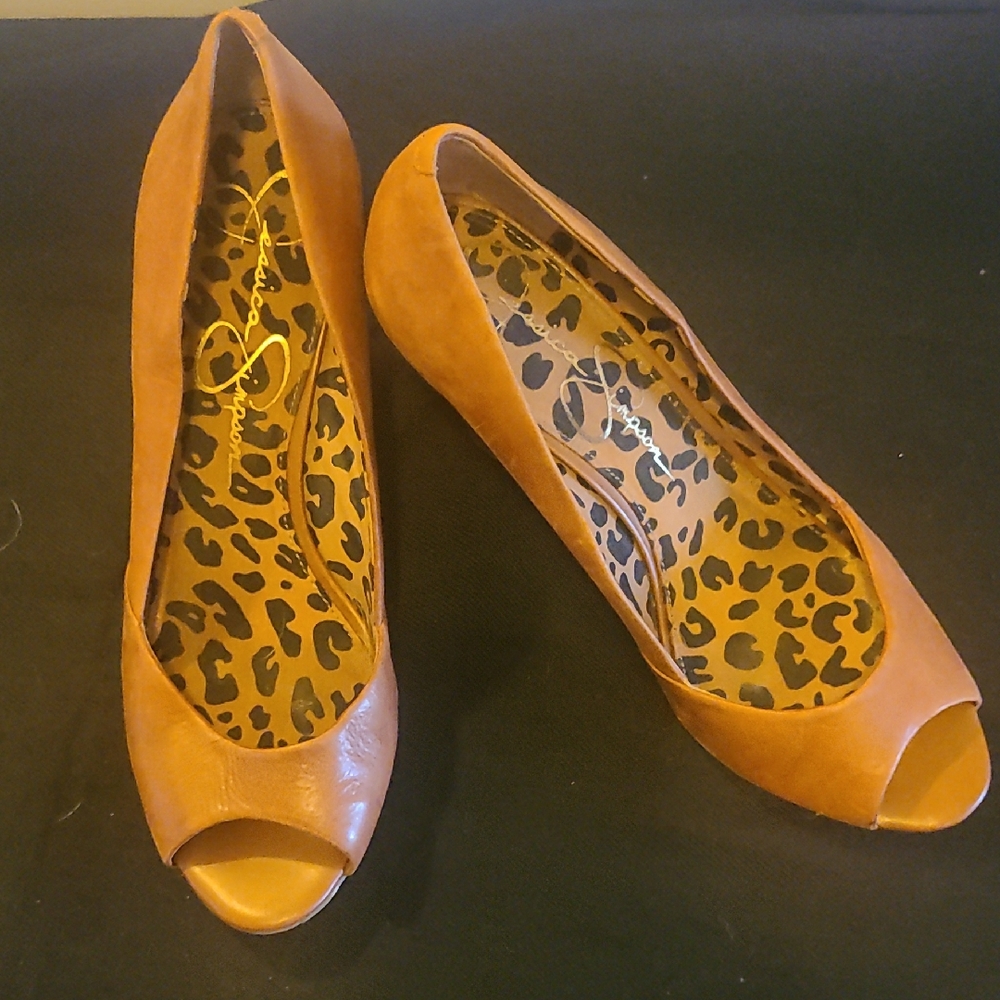 Jessica Simpson Tan Peep-Toe Heels